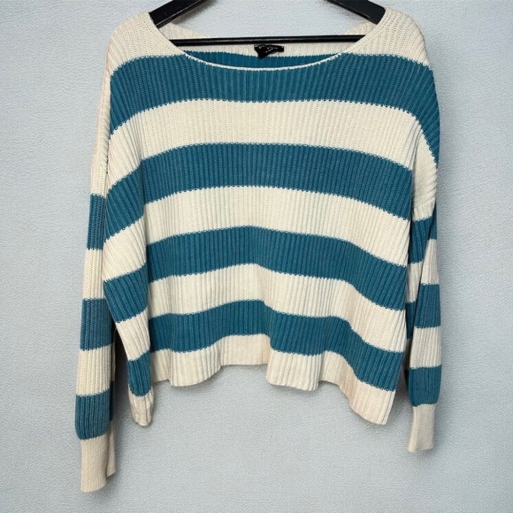 Blank Paige Knit Sweater‎ Women Size S Blue White Stripes Oversized Boxy Beachy